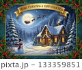 クリスマスの飾りのある家・クリスマスカード 133359851