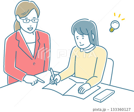 女の子に勉強を教える講師 133360127