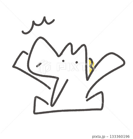 驚いて飛び上がる白馬キャラクター　びっくり　衝撃的 133360196