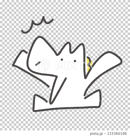 驚いて飛び上がる白馬キャラクター　びっくり　衝撃的 133360196