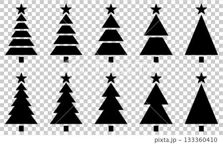 様々な形のクリスマスツリーのアイコンのベクターイラストのセット 様々な形のクリスマスツリーのアイコンのベクターイラストのセット 133360410