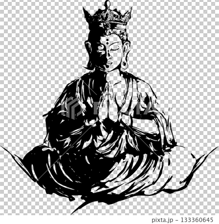 Ink painting illustration of Kannon Ink painting illustration of Kannon 133360645
