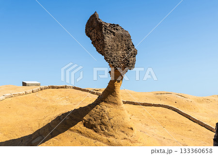 Beautiful Queen's Head of the Yehliu Geopark. Yehliu is a cape located in Wanli, New Taipei City, Taiwan. 133360658