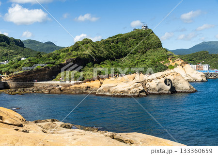 Beautiful view of the Yehliu Geopark. Yehliu is a cape located in Wanli, New Taipei City, Taiwan. 133360659