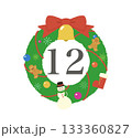 クリスマスリース カレンダー数字 12月 133360827