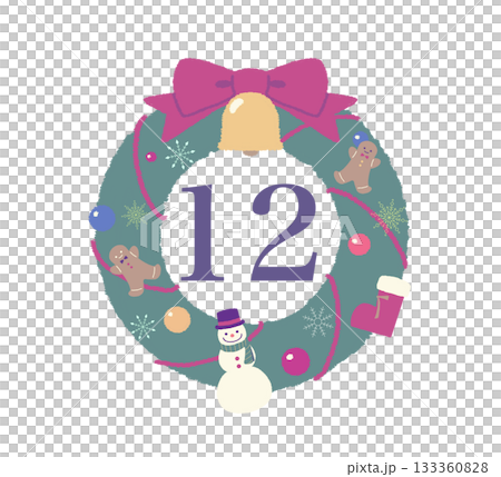 Christmas wreath calendar number December 133360828
