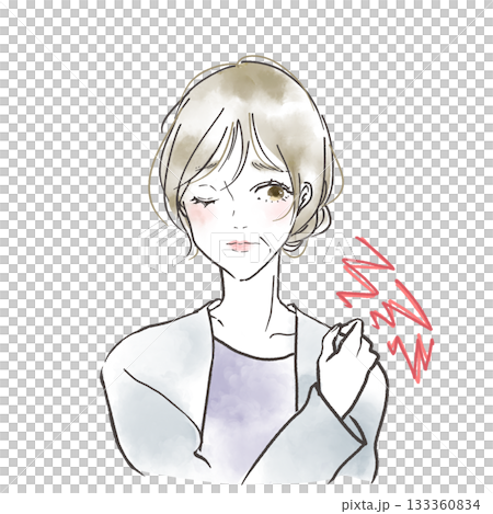肩こりに悩む更年期女性のイラスト 133360834