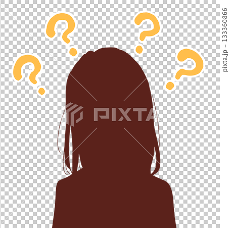 Doubtful female student silhouette Doubtful female student silhouette 133360866