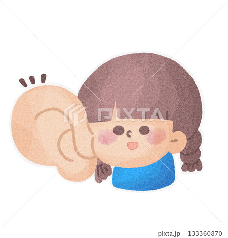 おはなしをききましょうというメッセージの入った子ども向けのイラスト 133360870