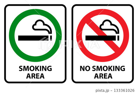 No smoking and smoking area signs set. Smoking and smoking prohibited zone. 133361026