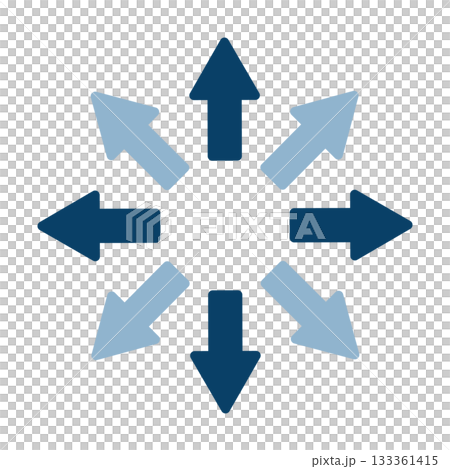 Illustration of arrows pointing in eight directions 133361415