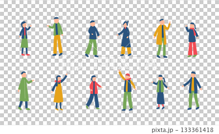 Illustration set of people spending winter 133361418