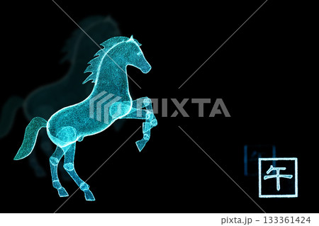 3Dアートクリスタルの馬　午 133361424