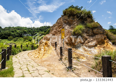 Trail view of Sulfur Valley Geothermal Scenic Area in Beitou of Taipei, Taiwan. Located within Yangmingshan National Park. Trail view of Sulfur Valley Geothermal Scenic Area in Beitou of Taipei, Taiwan. Located within Yangmingshan National Park. 133361443