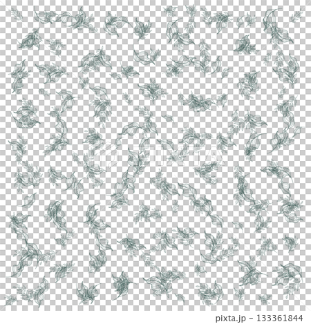 Botanical Green Leaves Pattern - Vintage Foliage Seamless Background 133361844