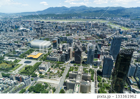 Bird-eye view of Taipei urban architecture landscape from the Taipei 101 Observation Deck, Taiwan. Such as the Taipei Dome, Sun Yat-sen Memorial Hall, and skyscrapers etc. Bird-eye view of Taipei urban architecture landscape from the Taipei 101 Observation Deck, Taiwan. Such as the Taipei Dome, Sun Yat-sen Memorial Hall, and skyscrapers etc. 133361962