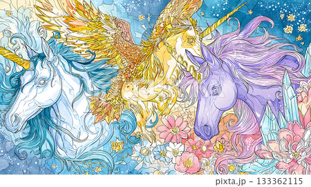 ユニコーンの幻想的なアート ユニコーンの幻想的なアート 幻想的なユニコーン CG集 152枚