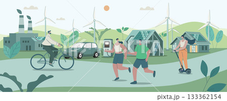 Sustainability in urban, Green city life ecology concept nature conservation on earth, environmental with sustainable, Vector design illustration. 133362154