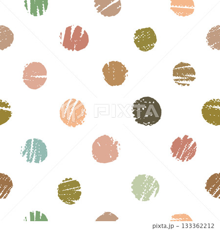 Summer pastel pattern with chalk textured dots in pink beige green and orange arranged in chessboard order for lightweight clothing 133362212