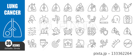 Lung cancer thin line icon . Editable stroke . Vector . 133362264