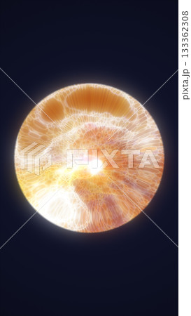 Bright golden plasma sphere emitting light and texture, symbolizing warmth, power, and radiant abstract energy 133362308