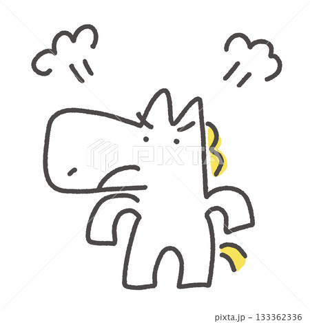 プンプン怒る白馬キャラクター 不満 不機嫌 プンプン怒る白馬キャラクター 不満 不機嫌 133362336