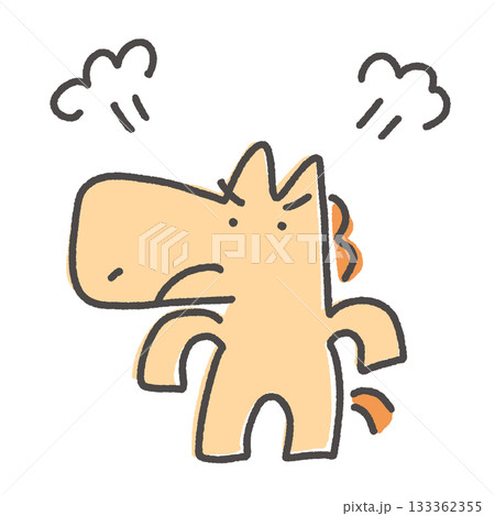 プンプン怒る馬キャラクター　不満　不機嫌 133362355