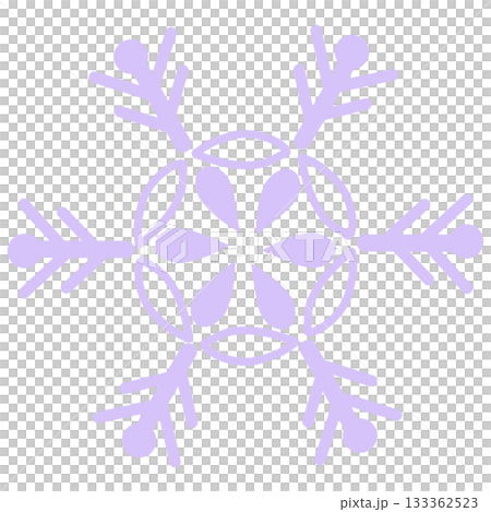 薄い紫色の丸みのある雪の結晶の可愛いアイコン 133362523