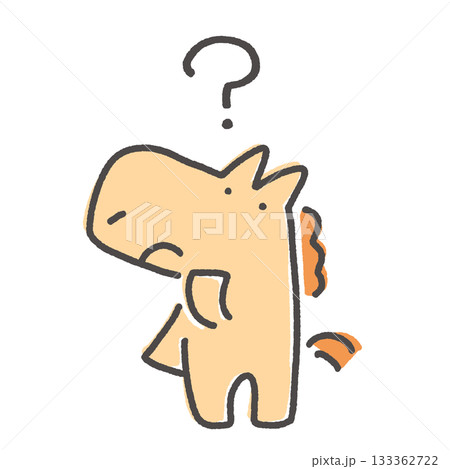 考える馬キャラクター　はてなマーク　疑問　悩む 133362722