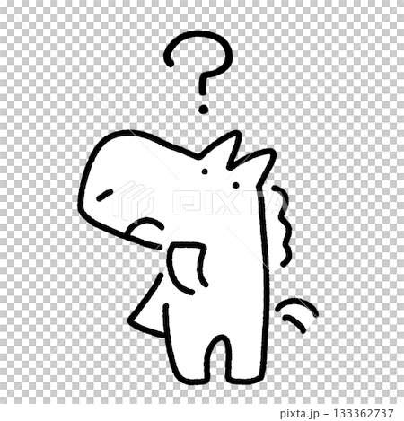Thinking horse character, question mark, question mark, worry, monochrome Thinking horse character, question mark, question mark, worry, monochrome 133362737