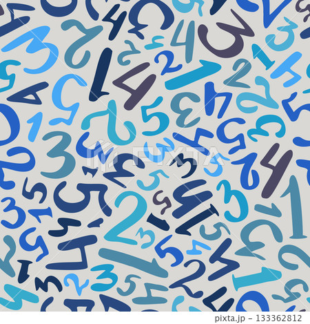 Stylish back to school pattern with random handwritten blue numbers on white background for youth fashion and modern stationery 133362812