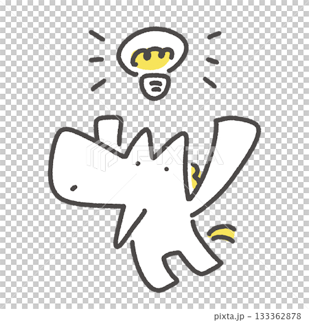 A sudden inspiration came to me: a white horse character, a light bulb, an idea, a realization 133362878