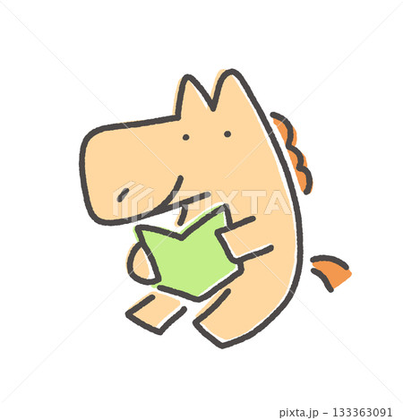 本を読む馬キャラクター　読書　勉強　仕事 133363091