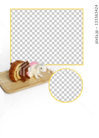 伊達巻に埋まっている馬と蒲鉾に埋まっている馬のフォトフレーム年賀状（縁入り）・文字なし 133363424