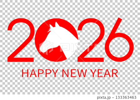 2026年午年　年賀状テンプレート（2026 馬のシルエット B / 横型） 133363463