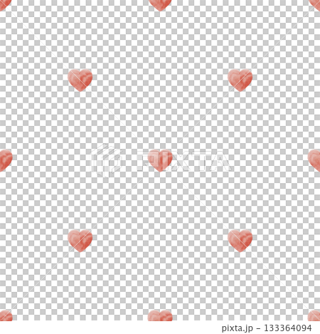 Watercolor Red Hearts Seamless Pattern on white isolated background. Love symbol hand drawn. Repeat ornament for Valentine's Day festive decor 133364094