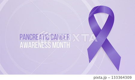 Pancreatic Cancer Awareness Month concept. Banner template with purple ribbon. Vector illustration. 133364309