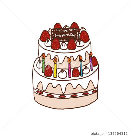 2段の誕生日ケーキのイラスト 133364511