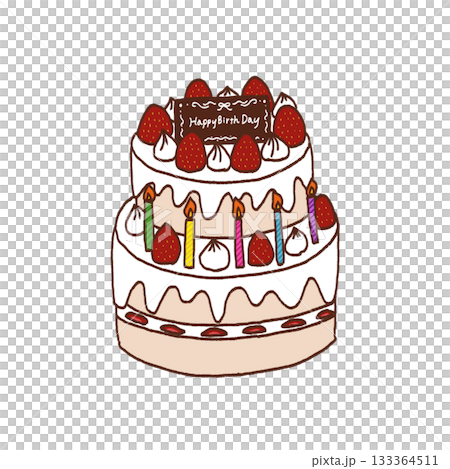 2段の誕生日ケーキのイラスト 133364511