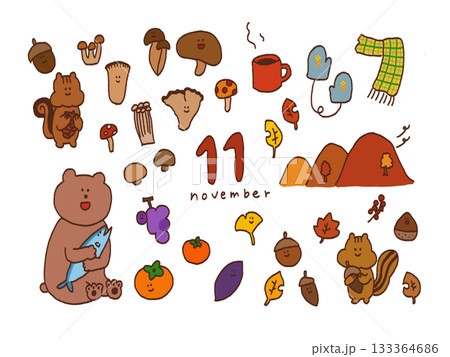 11月のイラストセット 133364686