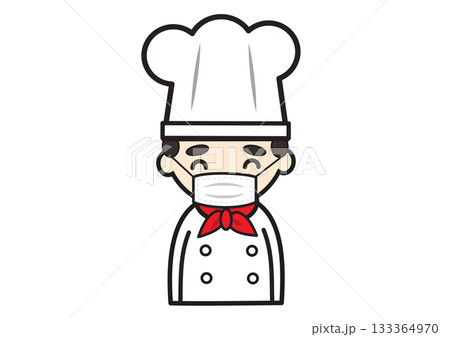 マスクをするシェフのイラスト マスクをするシェフのイラスト 133364970