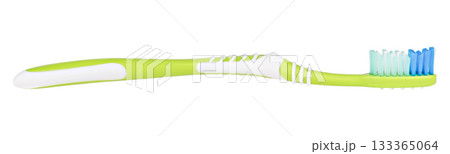 green toothbrush isolated on white background 133365064