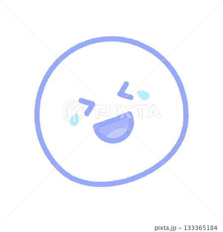 斜めに傾き涙を流して笑い転げる顔の絵文字 - おもしろい･爆笑して笑い泣きするかわいい手書きアイコン 133365184