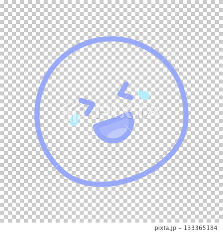 斜めに傾き涙を流して笑い転げる顔の絵文字 - おもしろい･爆笑して笑い泣きするかわいい手書きアイコン 133365184