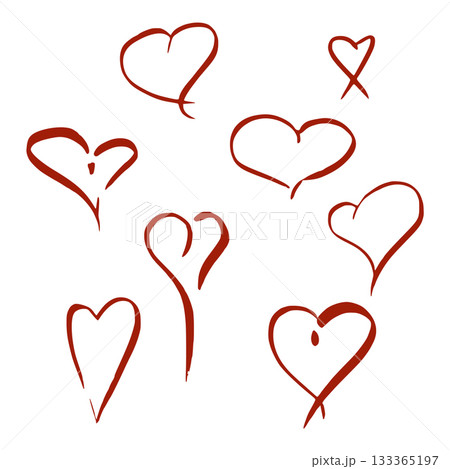 Doodle freehand hearts in flowing calligraphy style outline. Hand drawn in ink, vector single elements illustration. Romantic anniversary logo, love decor, wedding menu or birthday card DIY print Doodle freehand hearts in flowing calligraphy style outline. Hand drawn in ink, vector single elements illustration. Romantic anniversary logo, love decor, wedding menu or birthday card DIY print 133365197