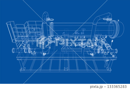 Industrial Piping Blueprint. Vector 133365283