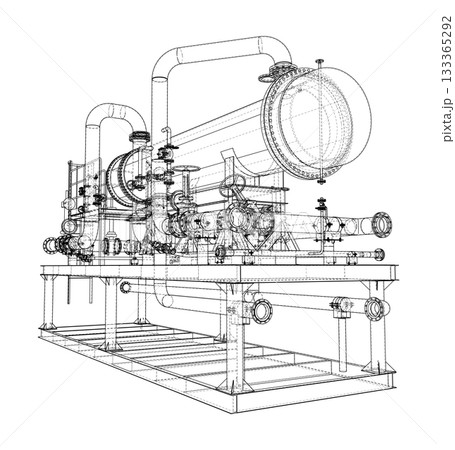 Industrial Equipment Wireframe. Vector Industrial Equipment Wireframe. Vector 133365292