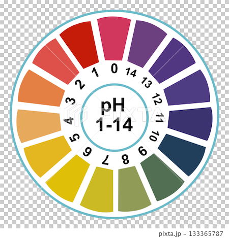 pH Scale Color Chart from 1 to 14, Acid-Base Indicator Litmus Paper Test Diagram, Chemistry and Scientific Concept 133365787