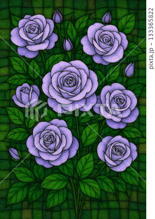 ステンドグラス風のブルームーン（薔薇の花） 133365822