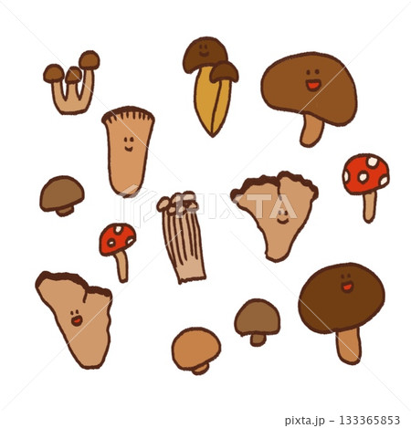 いろいろなキノコのイラストセット いろいろなキノコのイラストセット 133365853